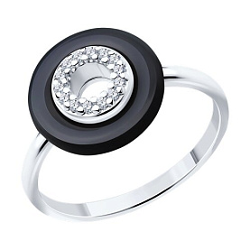 Кольцо SOKOLOV - Серебро 925, Керамика, Фианит (арт. 94013677)