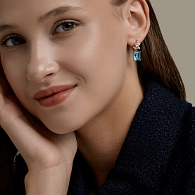 Серьги SOKOLOV - Золото 585, Горный хрусталь, Топаз (арт. 729325)