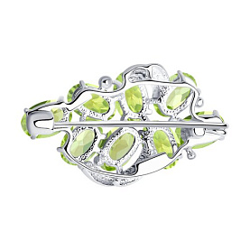 Брошь SOKOLOV - Серебро 925, Хризолит (арт. 92040031)