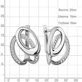 Серьги Аквамарин - Серебро 925, Фианит (арт. 400619А.5)