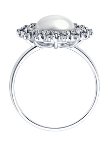 Кольцо SOKOLOV - Серебро 925, Жемчуг культивированный, Фианит (арт. 92014421)