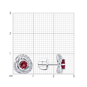 Серьги SOKOLOV - Серебро 925, Рубин, Фианит (арт. 64020004)