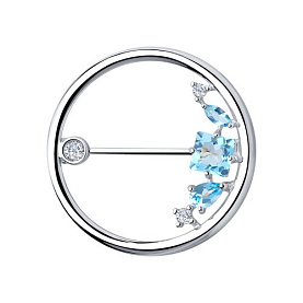 Брошь SOKOLOV - Серебро 925, Топаз, Фианит (арт. 92040089)