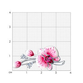 Брошь SOKOLOV - Серебро 925, Синтетический рубин, Фианит, Эмаль (арт. 94040325)