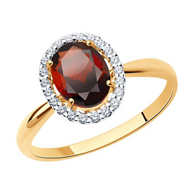 Кольцо SOKOLOV - Золото 375, Гранат, Фианит (арт. 37714964)