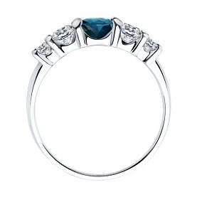 Кольцо SOKOLOV - Серебро 925, Топаз лондон, Фианит (арт. 92014538)