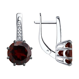 Серьги Diamant - Серебро 925, Гранат, Фианит (арт. 94-320-02040-1)