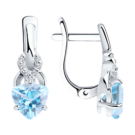 Серьги SOKOLOV - Серебро 925, Топаз, Фианит (арт. 92021177)