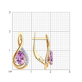 Серьги SOKOLOV - Золото 375, Аметист, Фианит (арт. 37728251)