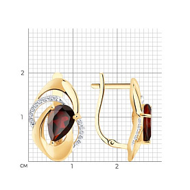 Серьги Diamant - Золото 585, Гранат, Фианит (арт. 51-320-00938-1)