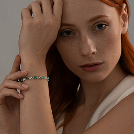 Браслет SOKOLOV - Серебро 925, Агат, Фианит (арт. 92050156)