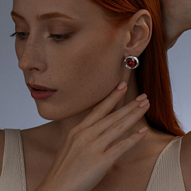 Серьги SOKOLOV - Серебро 925, Янтарь пресс. (арт. 83020066)