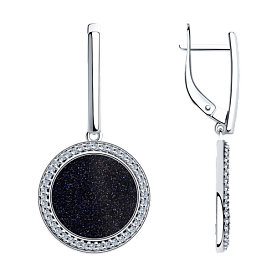 Серьги SOKOLOV - Серебро 925, Авантюриновое стекло, Фианит (арт. 94023582)