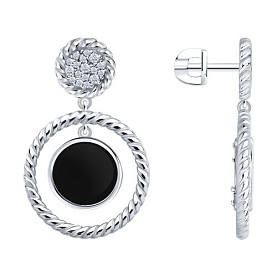 Серьги Diamant - Серебро 925, Агат, Фианит (арт. 94-322-02283-1)