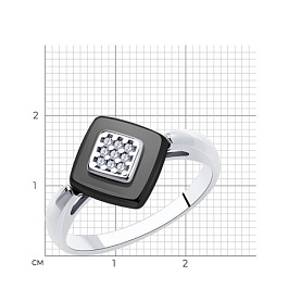 Кольцо Diamant - Серебро 925, Керамика, Фианит (арт. 94-110-01270-1)