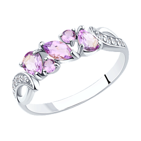 Кольцо SOKOLOV - Серебро 925, Аметист, Фианит (арт. 92011593)