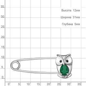 Булавка Аквамарин - Серебро 925, Агат, Кристалл (арт. 7750409Ч.5)
