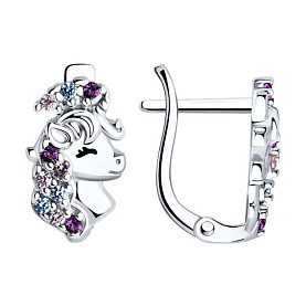 Серьги SOKOLOV - Серебро 925, Фианит, Эмаль (арт. 94026085)