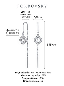 Серьги POKROVSKY - Серебро 925, Фианит (арт. 0222360-00775)
