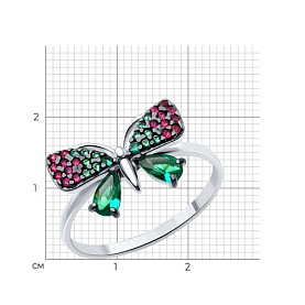 Кольцо SOKOLOV - Серебро 925, Синтетический рубин, Фианит (арт. 94013876)