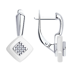Серьги Diamant - Серебро 925, Керамика, Фианит (арт. 94-120-01270-2)