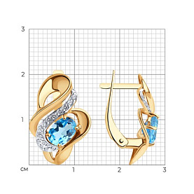 Серьги SOKOLOV - Золото 585, Топаз, Фианит (арт. 725071)