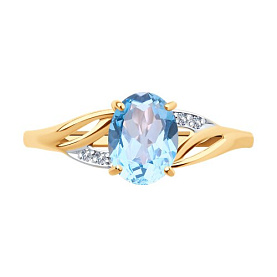 Кольцо SOKOLOV - Золото 375, Топаз, Фианит (арт. 37715945)