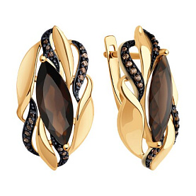 Серьги SOKOLOV - Серебро 925, Раухтопаз, Фианит (арт. 92023086)