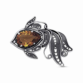 Брошь Красная пресня - Серебро 925, Синтетический султанит (арт. 13816008-22)