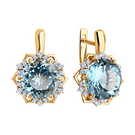 Серьги Diamant - Золото 585, Топаз, Фианит (арт. 51-320-02159-1)