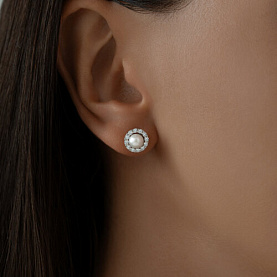 Серьги SOKOLOV - Серебро 925, Жемчуг культивированный, Фианит (арт. 94021962)