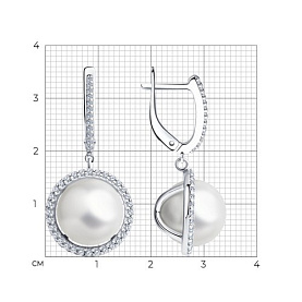 Серьги SOKOLOV - Серебро 925, Жемчуг имитация, Фианит (арт. 94023734)