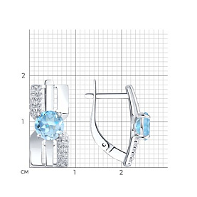 Серьги Diamant - Серебро 925, Топаз, Фианит (арт. 94-320-00794-1)