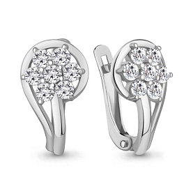 Серьги Аквамарин - Серебро 925, Фианит (арт. 400301А.5)