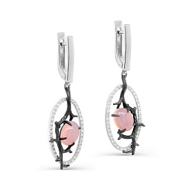 Серьги Кабаровских - Серебро 925, Оникс, Фианит (арт. 12-901-6489)