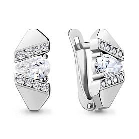 Серьги Аквамарин - Серебро 925, Фианит (арт. 48449А.5)