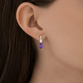 Серьги SOKOLOV - Серебро 925, Аметист, Фианит (арт. 92023174)