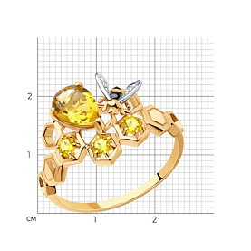 Кольцо SOKOLOV - Золото 585, Фианит, Цитрин (арт. 716916)