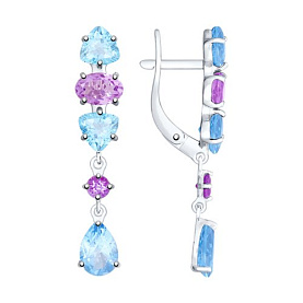 Серьги SOKOLOV - Серебро 925, Аметист, Топаз (арт. 92021765)