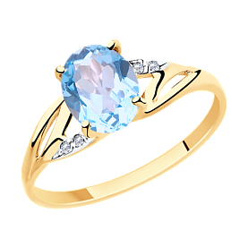 Кольцо SOKOLOV - Золото 375, Топаз, Фианит (арт. 37715945)