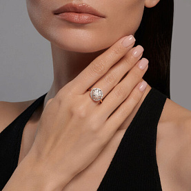 Кольцо SOKOLOV - Золото 375, Горный хрусталь, Фианит (арт. 37716933)