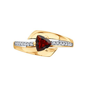 Кольцо Diamant - Золото 585, Гранат, Фианит (арт. 51-310-01543-2)