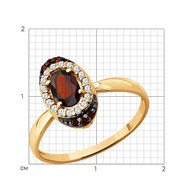 Кольцо SOKOLOV - Серебро 925, Гранат, Фианит (арт. 92014905)