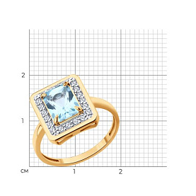 Кольцо Diamant - Золото 585, Топаз, Фианит (арт. 51-310-02962-2)