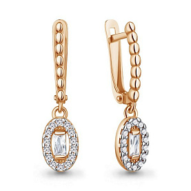 Серьги Аквамарин - Серебро 925, Фианит (арт. 400446А.6)