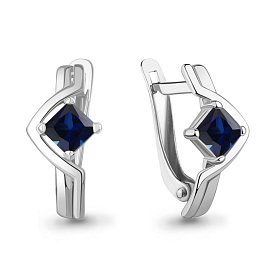 Серьги Аквамарин - Серебро 925, Синтетический сапфир (арт. 400891Н.5)