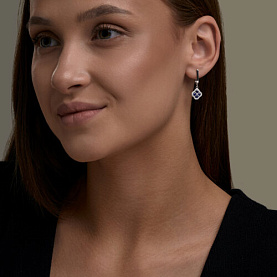 Серьги SOKOLOV - Серебро 925, Фианит, Сапфир (арт. 62020029)