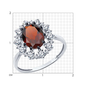 Кольцо Diamant - Серебро 925, Гранат, Фианит (арт. 94-310-02042-2)