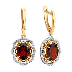 Серьги Diamant - Золото 585, Гранат, Фианит (арт. 51-321-02510-2)