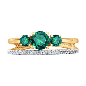 Кольцо SOKOLOV - Золото 585, Синтетический изумруд, Фианит (арт. 717372)